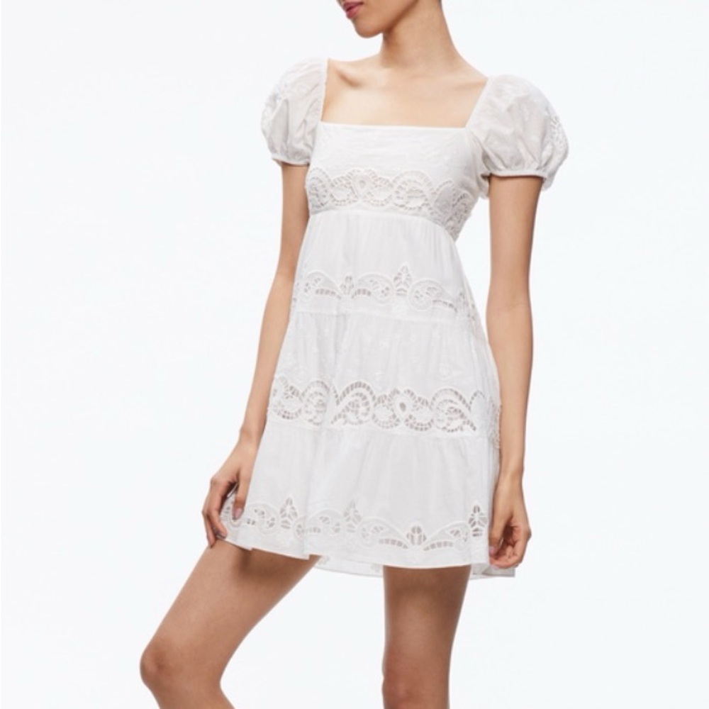 Alice + Olivia - White Eyelet Mini Dress - Size 6